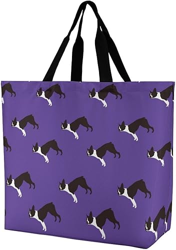 Miniatura 1 de Boston Terrier Dog Breed - Bolsa de mano para mujer, gran capacidad, para compras, comestibles, reutilizable, para viajes, picnic