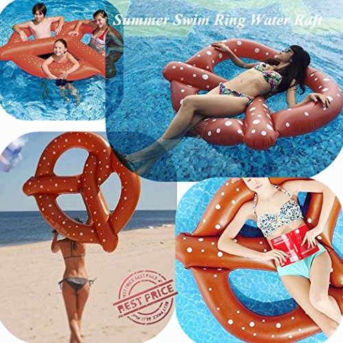Rawdah Anillo de baño en Chocolate Bagel Balsa Inflable Gigante de natación de Anillo de baño de Verano de Juguete de Flotador de Pretzel de Piscina