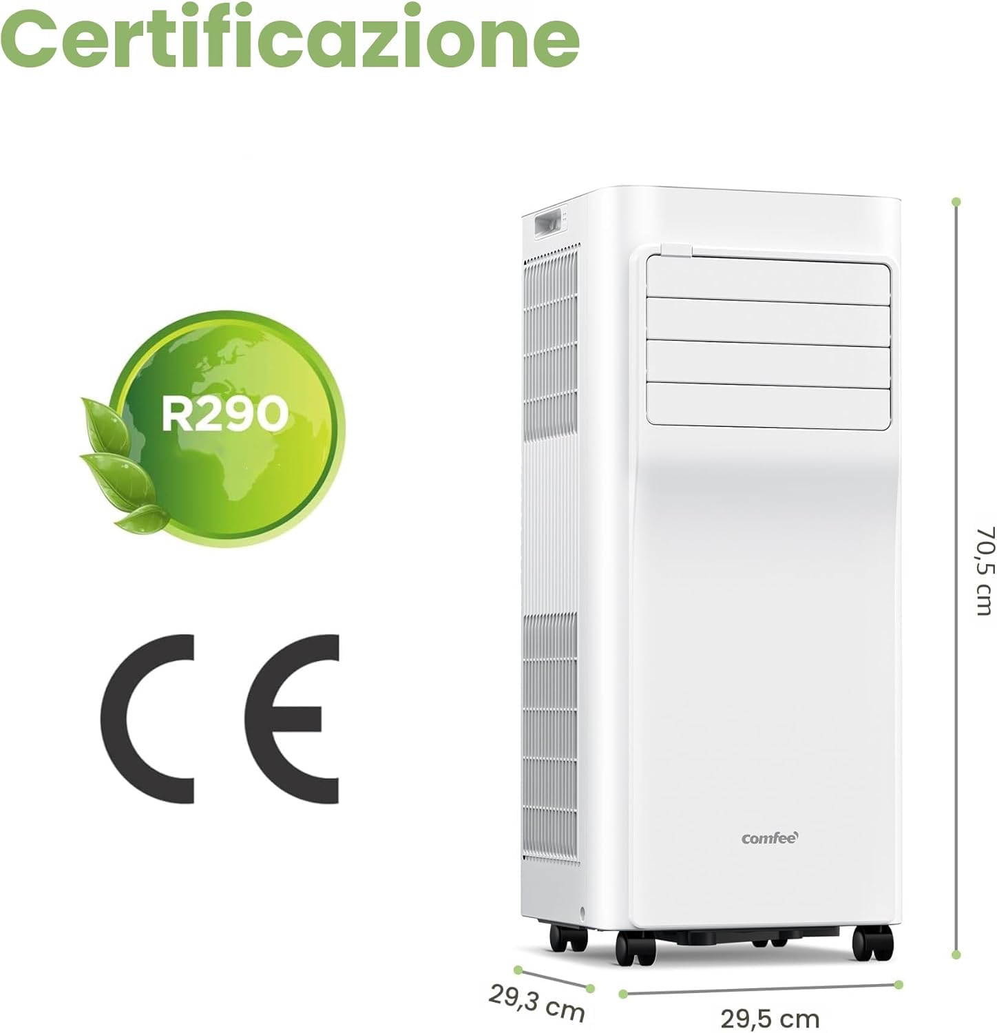 COMFEE' Condizionatore Portatile 9000 BTU/H, Breezy Cool Pro 2.6, Controllo WiFi, 3-in-1 Climatizzatore Portatile, Ventilatore, Raffreddamento, Deumidificazione, 24H Timer