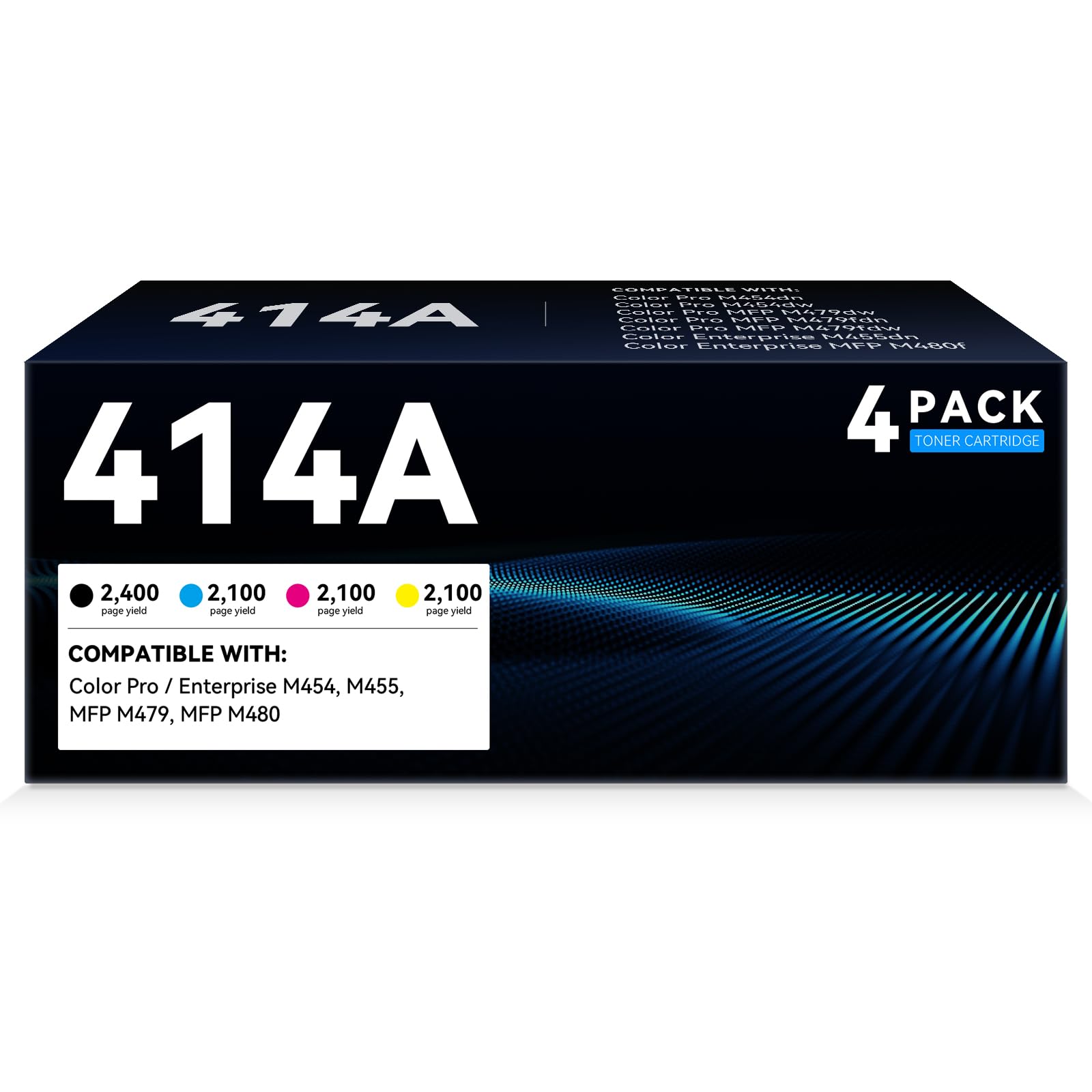 414A Toner Cartridge Replacement for HP 414A Toner Cartridges with HP Color LaserJet Pro MFP M479fdw M479fdn M479dn M479 M454dw M454dn M480f M455dn Printer Ink W2020A (with Chip, 4 Pack)