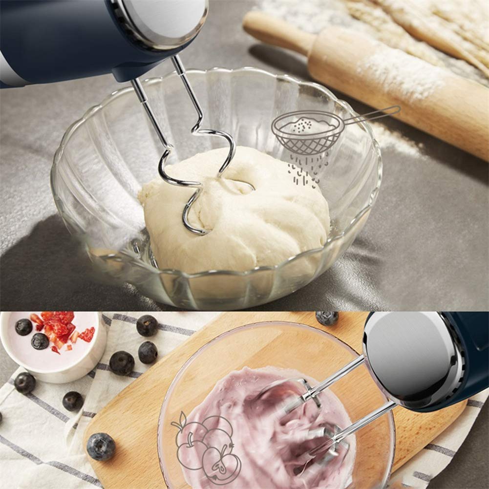 Frusta a Mano elettrica Professionale da 300 W Frusta a Mano Potente a 10 velocità per Cottura da Cucina, Uova, fruste e Ganci per Impasto, Blu