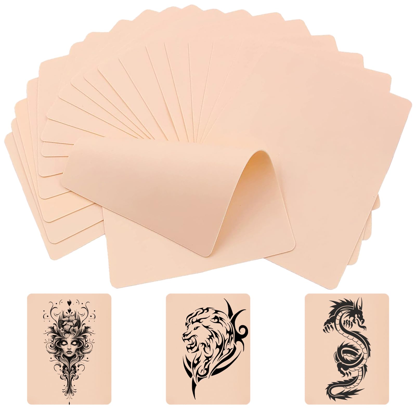 Tattoo Fake Practice Skins - TONBAO 10Pcs Tattoo Practice Skins Double Sides Tattoo Skins 8"X6" Fake Skin for Tattooing Microblanding Practice Skins