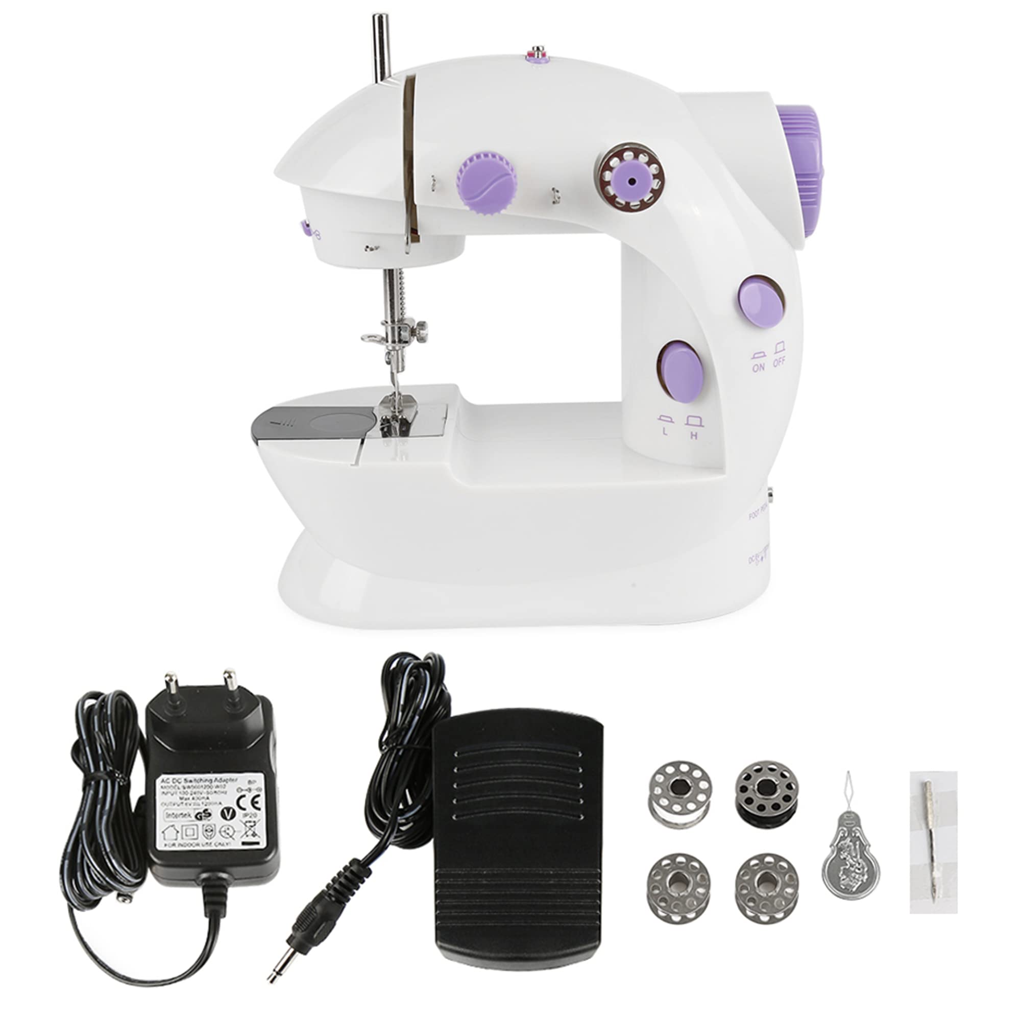 JWCN Mini draagbare kleine compacte naaimachine instelbare multifunctionele naaimachine met 2 versnellingen elektrische naaimachine voor beginners uptodate