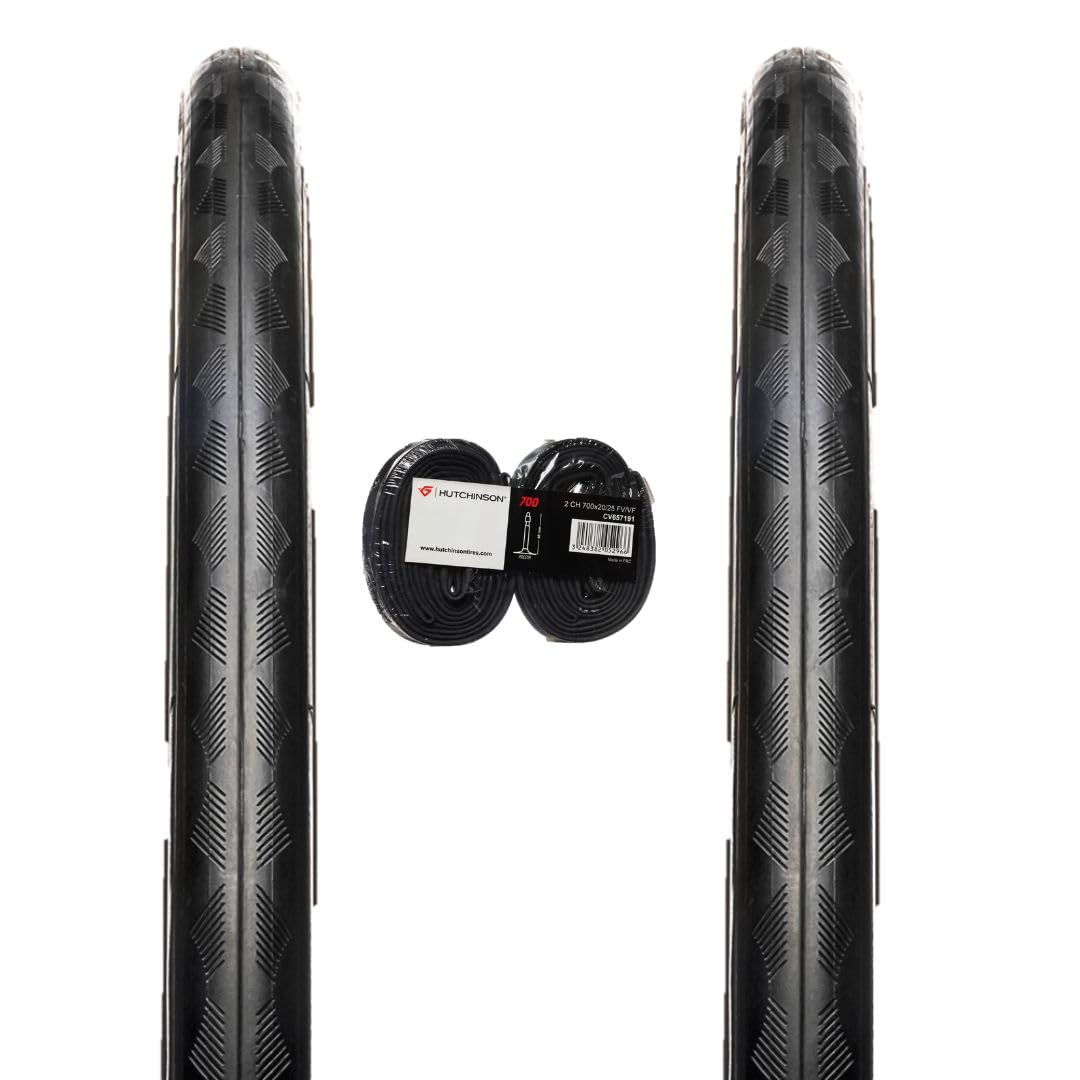Hutchinson Lot de 2 pneus + 2 Chambre à air Route Nitro 2 700 x 25 Tringle Souple, Noir
