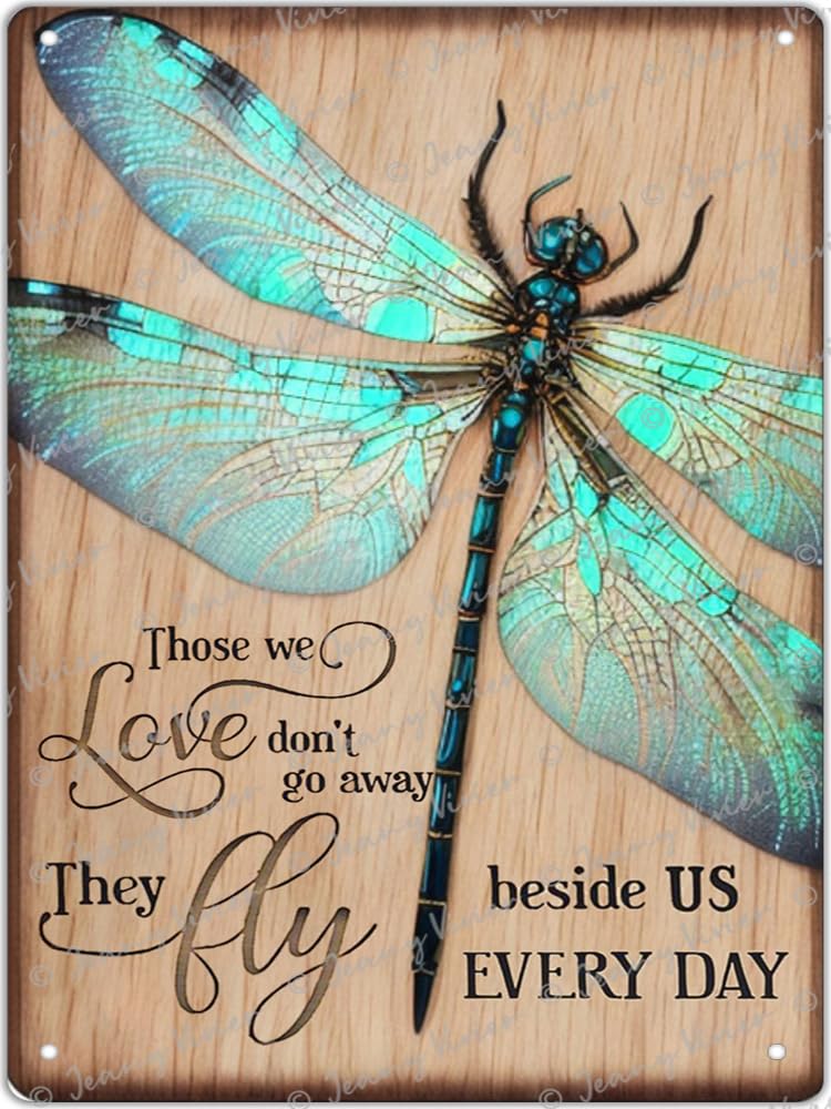 Libellule Those We Love Don't Go Away Hippie Plaque Vintage En étain Avec Citation De Motivation Cadeau Pour Les Amateurs De Libellule 30 X 30 Cm