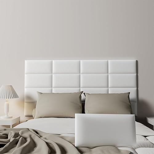 Paneles tapizados de cabecero, 6 paneles de 7.8 x 15.7 pulgadas, paneles acolchados de pared para niños, cabecero de cama 3D anticolisión montado en