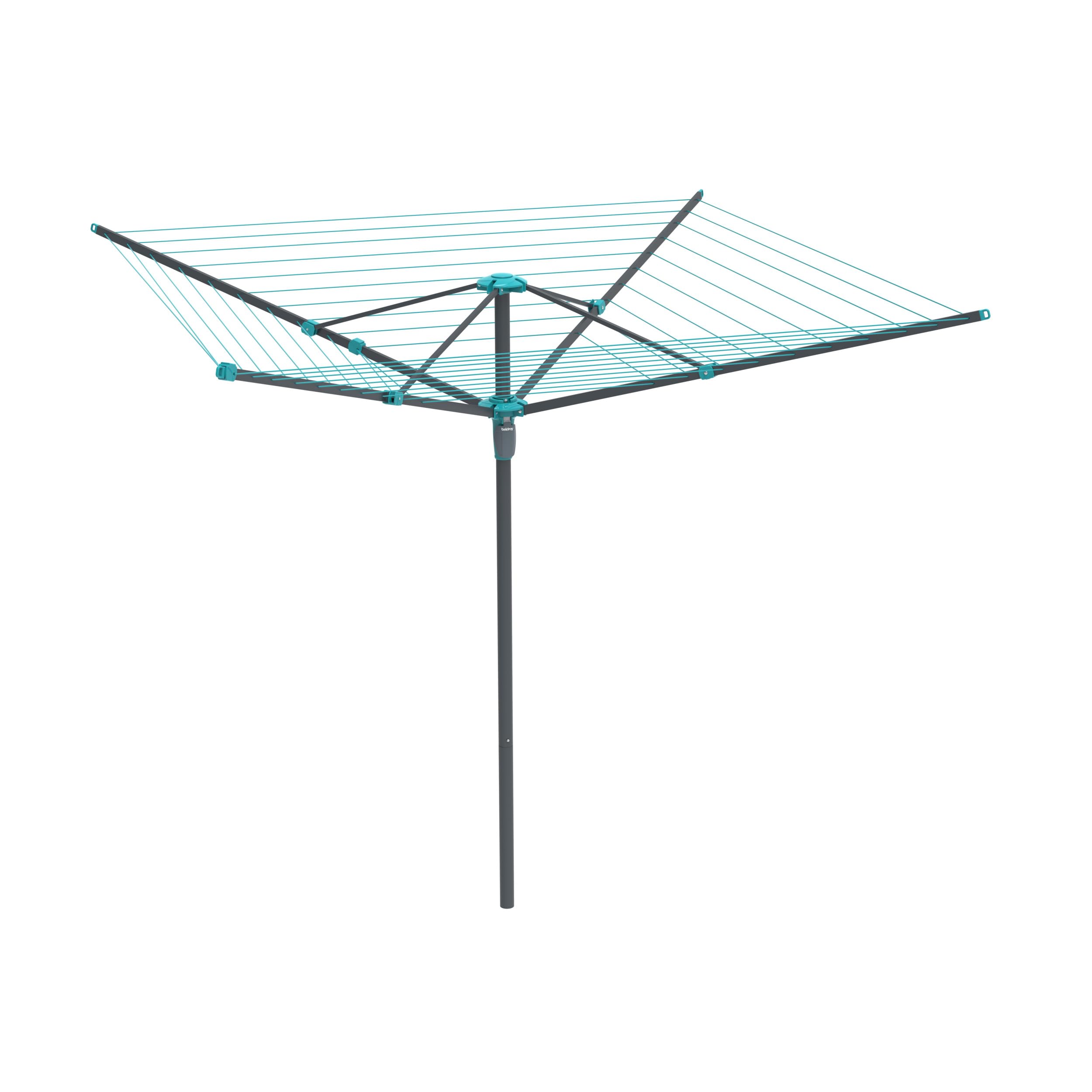 Beldray Blue 50-Metre Rotary Airer – 4-Arm Laundry Drying Rack, Metal Ground Spike For Secure Fitting, Hanging Hooks, 1.8 X 2.6 M Rotating Arm Reach, Built-In Line Tensioner, Collapsible, Compact Storage