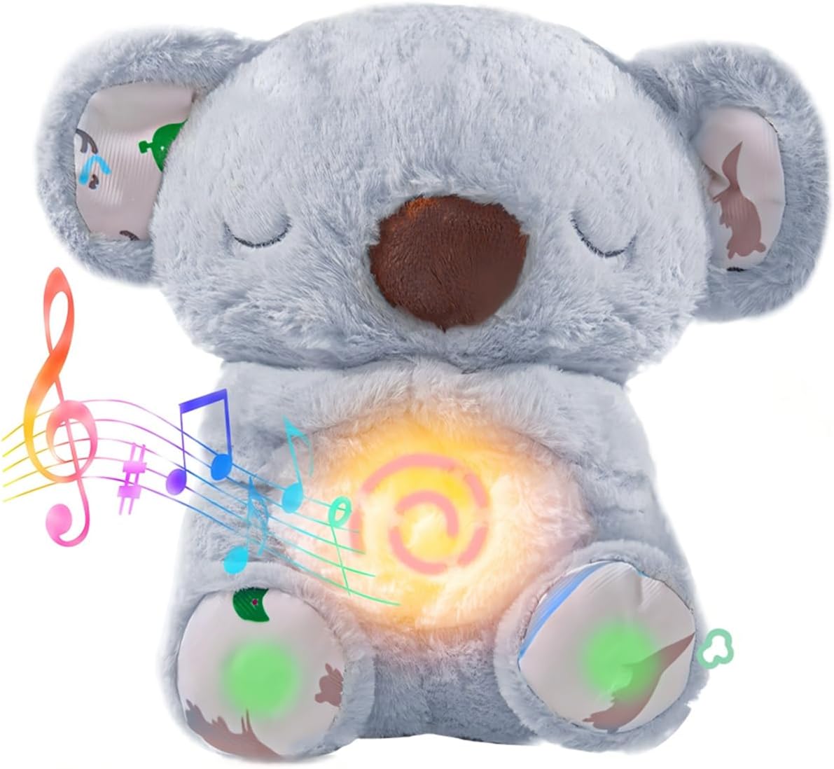 Anxiety Relief Koala Soothing Breathing Otter,Evora Anxiety Relief Koala,Calming Otter Plush Rest Calming Sleep with Music Light Rhythmic Breathing Motion for Kids Sleeping (Gray)