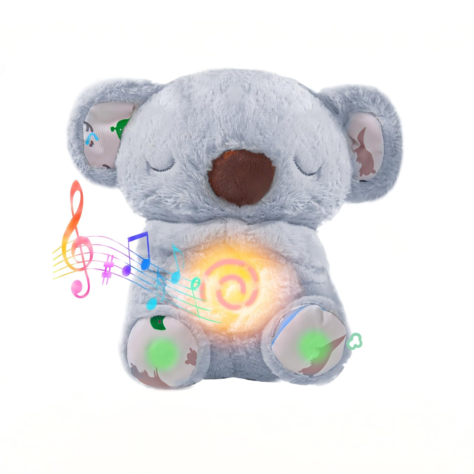 EGSHUFU Anxiety Relief Koala Soothing Breathing Otter,Evora Anxiety Relief Koala,Calming Otter Plush Rest Calming Sleep with Music Light Rhythmic Breathing Motion for Kids Sleeping (Gray)