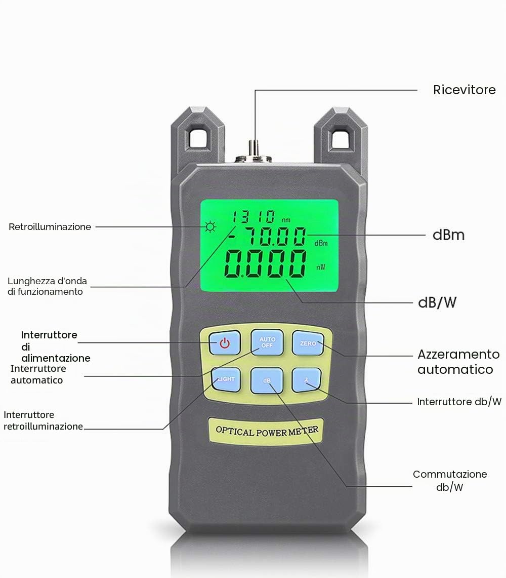 Misuratore di Potenza in Fibra Ottica + Localizzatore di Guasti Visivo 30mW - Tester di Cavo, Fibra Ottica Power Meter, Kit Per Cavi