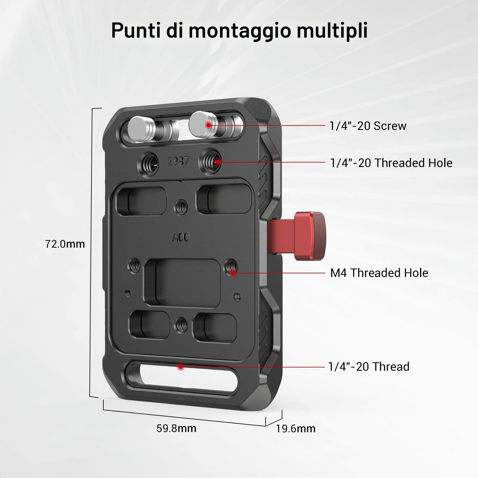 SMALLRIG Mini V Piastra Batteria Leggero e Resistente V Mount Battery Plate per V Mount Battery - 2987