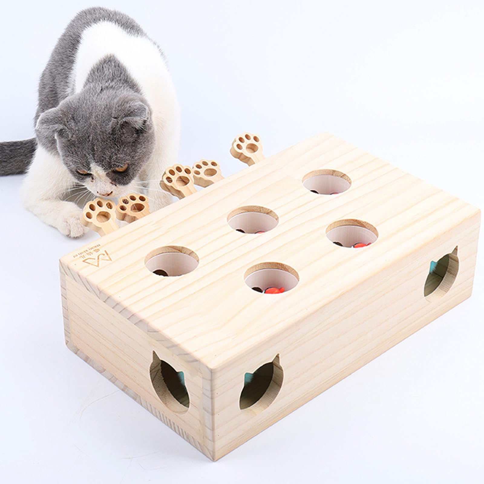 Miaofairy Whack-A-Mole, Juguete De Madera para Gatos Miaofairy, Rascador Y Juguete 3 En 1 para Gatos, Juguetes para Gatos De Interior, para Gatos, Juegos para Gatos