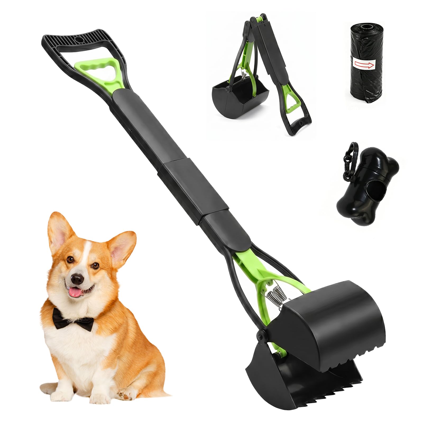 80cm Hundekotsammler faltbar, Hundekotgreifer mit Tütenspende | 80cm Hundekotgreifer & faltbarer Hundekotsammler. Inkl. 20 Kotbeutel. Ideal für saubere Spaziergänge & unterwegs ohne Bücken