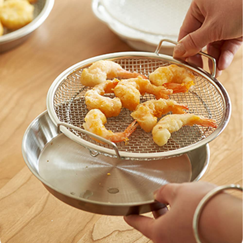 2 Pezzi Set di Piatti e Rack di Raffreddamento dell'Acciaio Inossidabile, 2-in-1 Set per Frittura