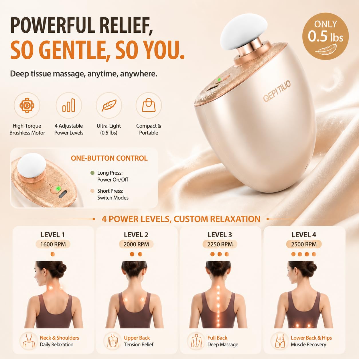 Super mini pistolet de massage 3 en 1 pour la relaxation musculaire, le soulagement du cuir chevelu et la beauté du visage, portable pour extérieur/salle de sport/maison, cadeau de qualité