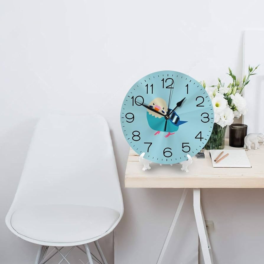 名入れ・文字入れ　木とインコ　デザイン壁掛け静音時計　セキセイインコ二羽　茶色 期間限定2000円引き】名入れ・文字入れ 木とインコ デザイン