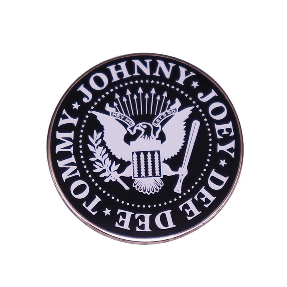 INSTITIZERPunk Band Enamel Pin Letter Tommy Johnny Joey Dee Dee Round Pin Brooch Rock Punk Lapel Pin Badge Clothes Hat Backpack Decoration Gift for Fans, Metal
