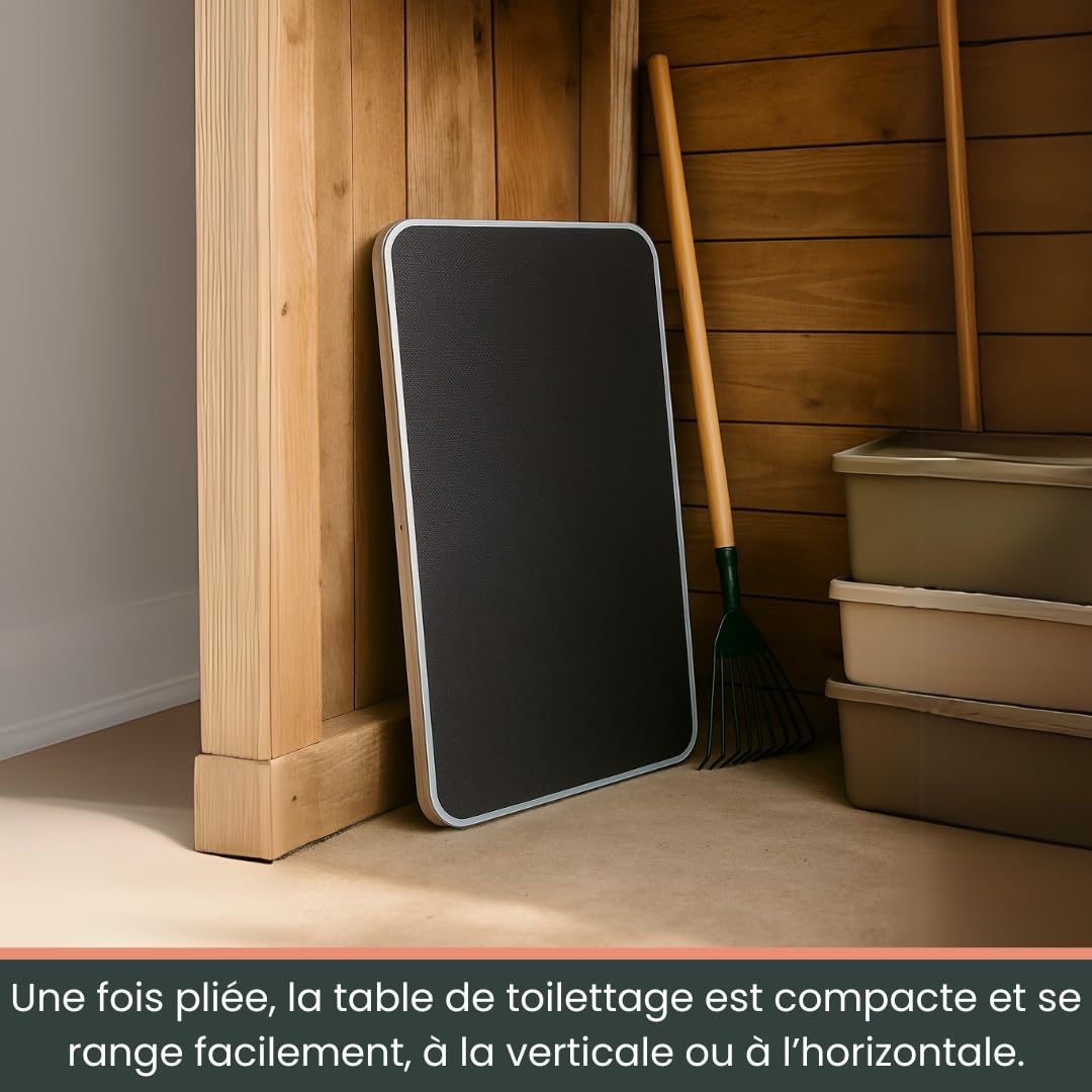 AVOID Table De Toilettage Canine Pliable 90x61 Cm Hauteur 76 Cm en Acier Inoxydable avec Plateau Antidérapant pour Tondeuse pour Chien, Tondeuse Et Chien Accessoires pour Salon Ou Maison