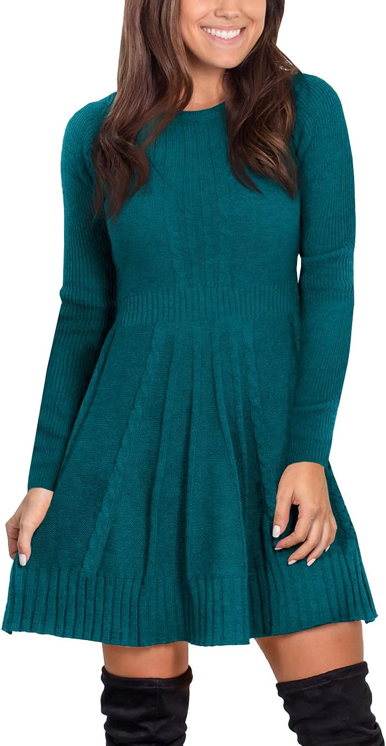 Maisolly Sweater Dress Pullover Tunic Long Sleeve Flare Dress