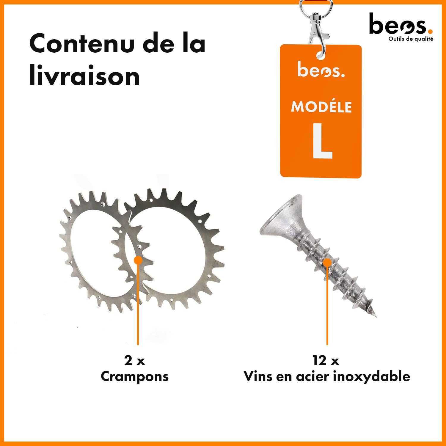 BEOS 2 x Crampons en Acier Inoxydable de qualité supérieure pour Worx Landroid L & Vision + 12 x vis en Acier Inoxydable – Amélioration de la Traction pour Tondeuse Robot – Taille des Roues 225 mm