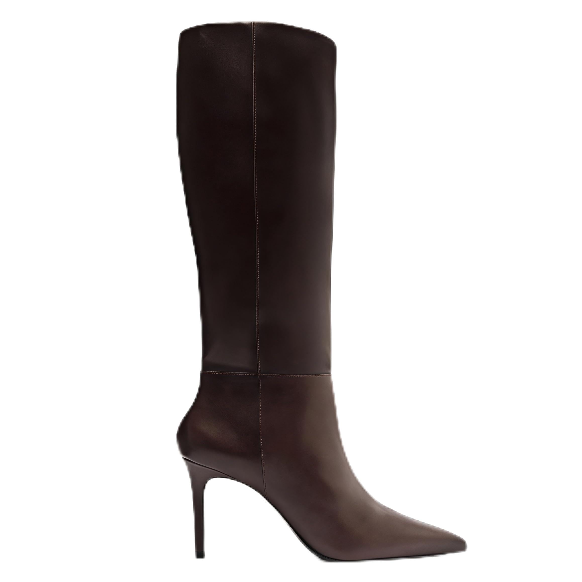 Womens Knee High Boots Stiletto Boots Closed Pointed Toe Booties Pull On Shoes Classic Casual Elegant