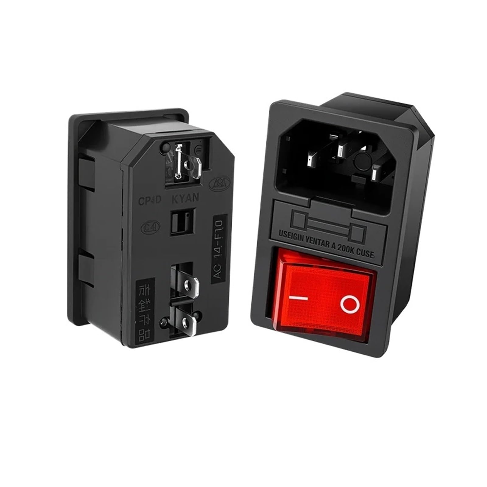 Przełącznik kołyskowy | 5/20 sztuk AC Connector With Fuse And Red Indicator Female 3 Pin For DIY Electric (AC-01B-1.20PCS)