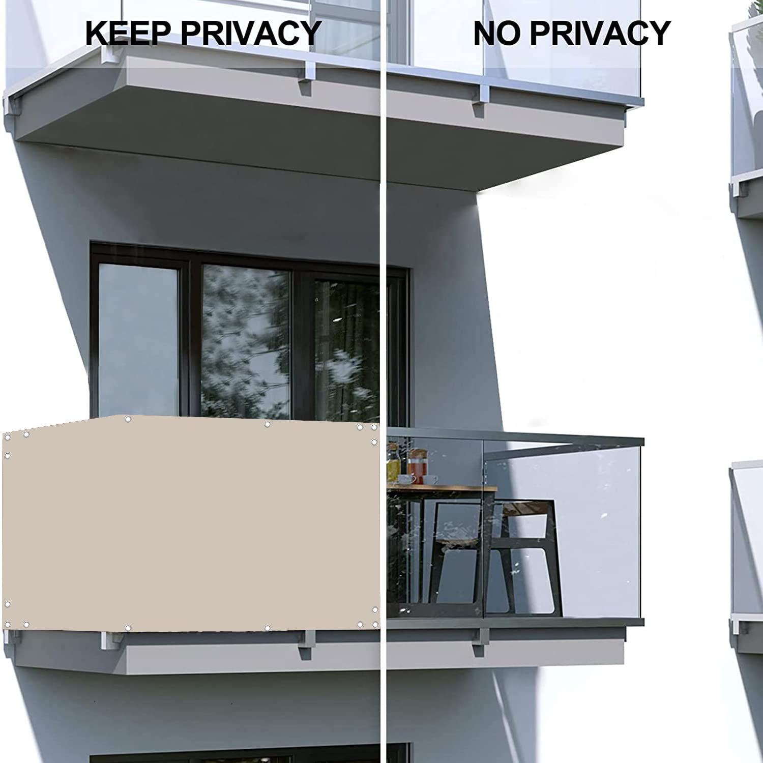 ROBAG Sichtschutz 70x450cm, Zaunblende für Balkon und Terrasse, Wetterbeständiges und Pflegeleichtes, mit Ösen Nylon Kabelbinder und Kordel Deko für Balkongeländer, Terrasse & Garten -Taupe