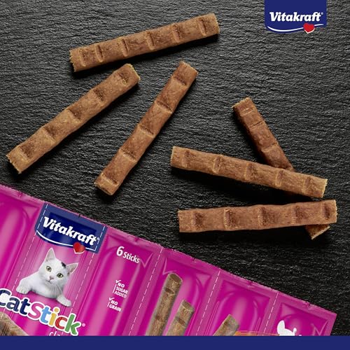Vitakraft Cat Stick Classic, Katzensnack, fleischige Mini-Sticks, mit Truthahn und Lamm, in Vorratsgröße, ohne Zusatz von Zucker und Getreide (10x 36g)