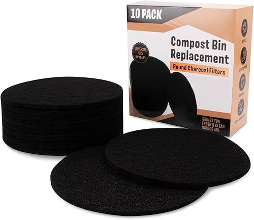 Miniatura 2 de Paquete de 10 filtros de carbón para cubo de abono de cocina, filtros de abono para reemplazo de cubos de contenedores de encimera, juegos de