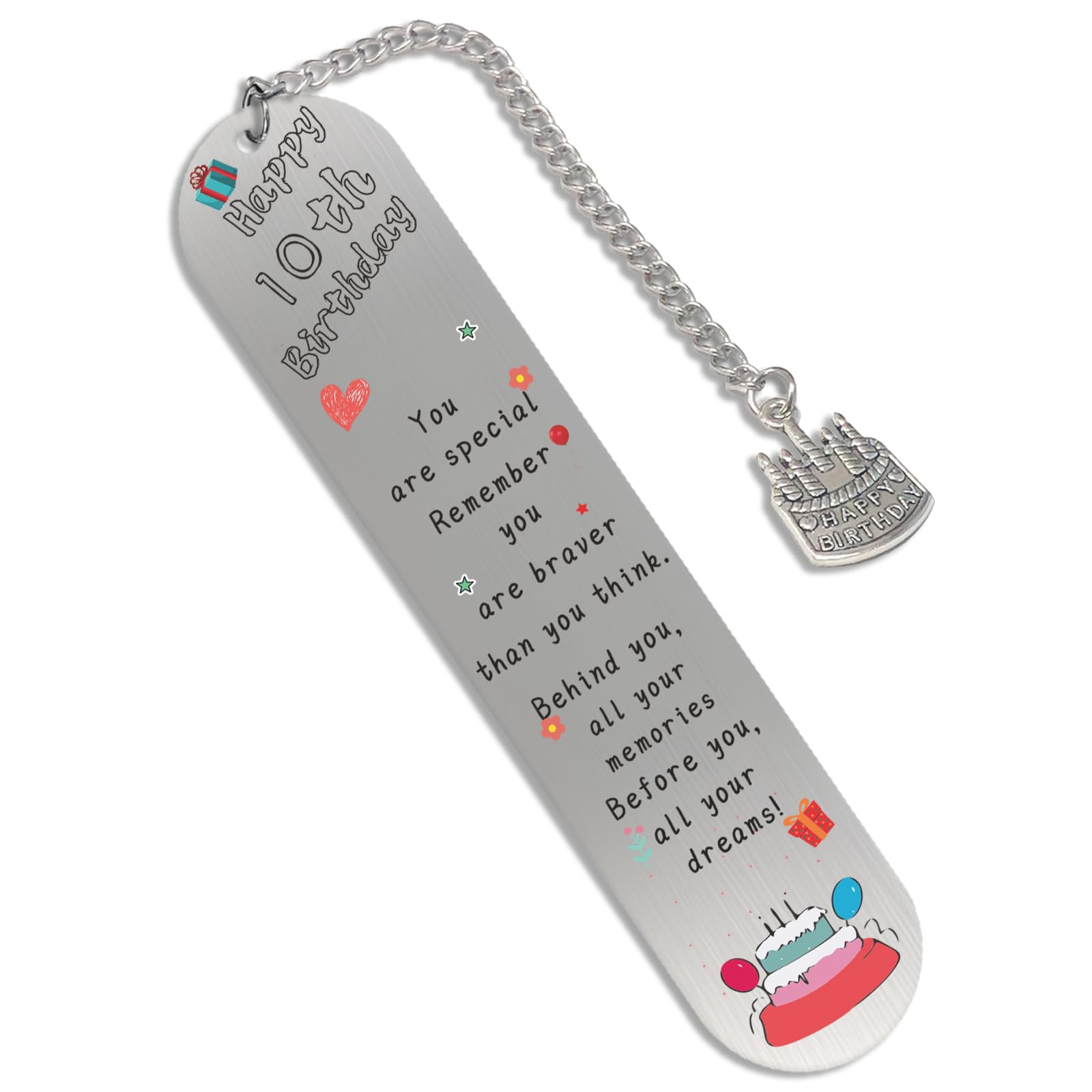 YTUGCG Bookmarks 10th Birthday Gifts for Girls. Inspirational Words for Daughter, Happe Birthday Present for Book Lover, Personalized Durable Souvenirs for Sister Friends Niece Bestie (10th), NHLW-10
