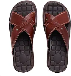 Chinelo Papete Ortopédico Anatômico Anti Stress Masculino Couro Legítimo Em Tiras