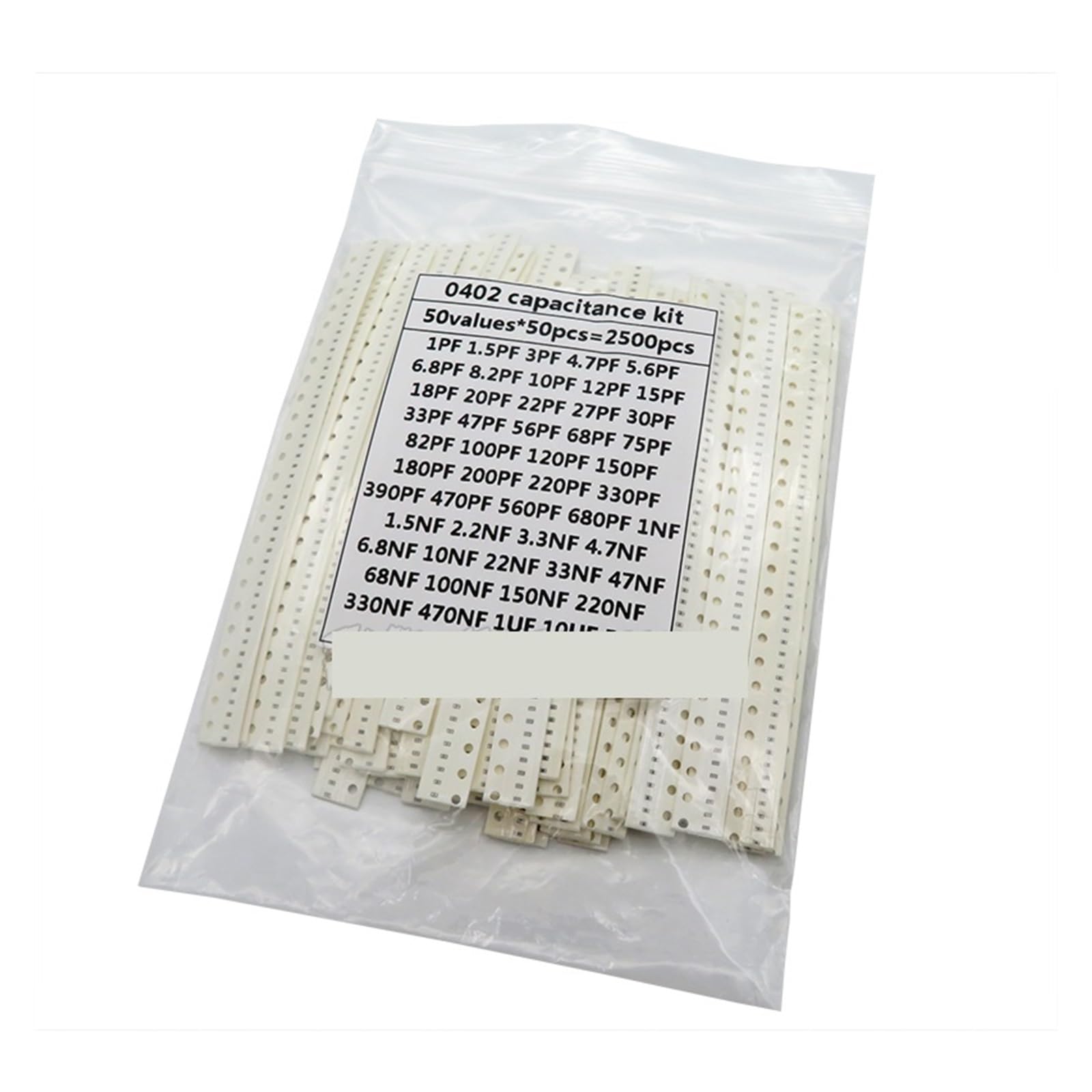 ICXLPMC 0402 SMD Ceramic Capacitor Assorted Kit 1pF~10uF 50values*50PCS=2500PCS Chip Ceramic Capacitor