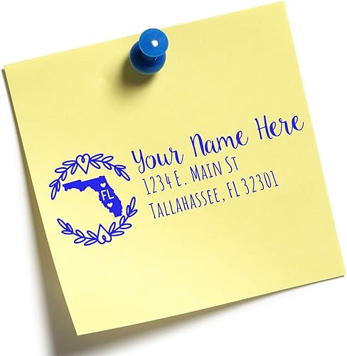 Miniatura 272 de State Love - Sello de dirección autoentintado para Texas, caja rosa, púrpura o negra, impresiones limpias y nítidas, diseño rectangular, tamaño 7/8