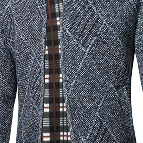 Mens Casual Full Zip Knitted Cardigan Classic Stand Collar Fleece Lined Outwear Casual Slim Fit Long Sleeve Warm Sweater3