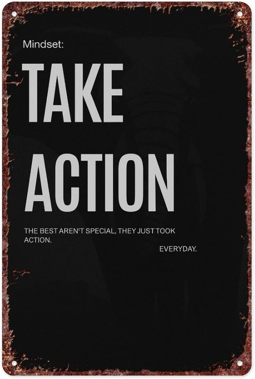 Take Action Poster Vintage Metal Aluminum Sign For Patio Bedroom Office Bathroom Wall Decoration Size Is 12x8 Inch