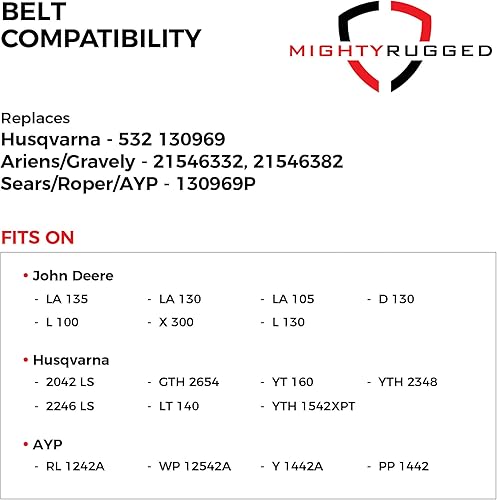 Miniatura 3 de 532130969 592855201 130969 Correa de transmisión de repuesto de aramida y 92.5 pulgadas para podadora Craftsman YT3000, Husqvarna YTH24V48, YTH2348