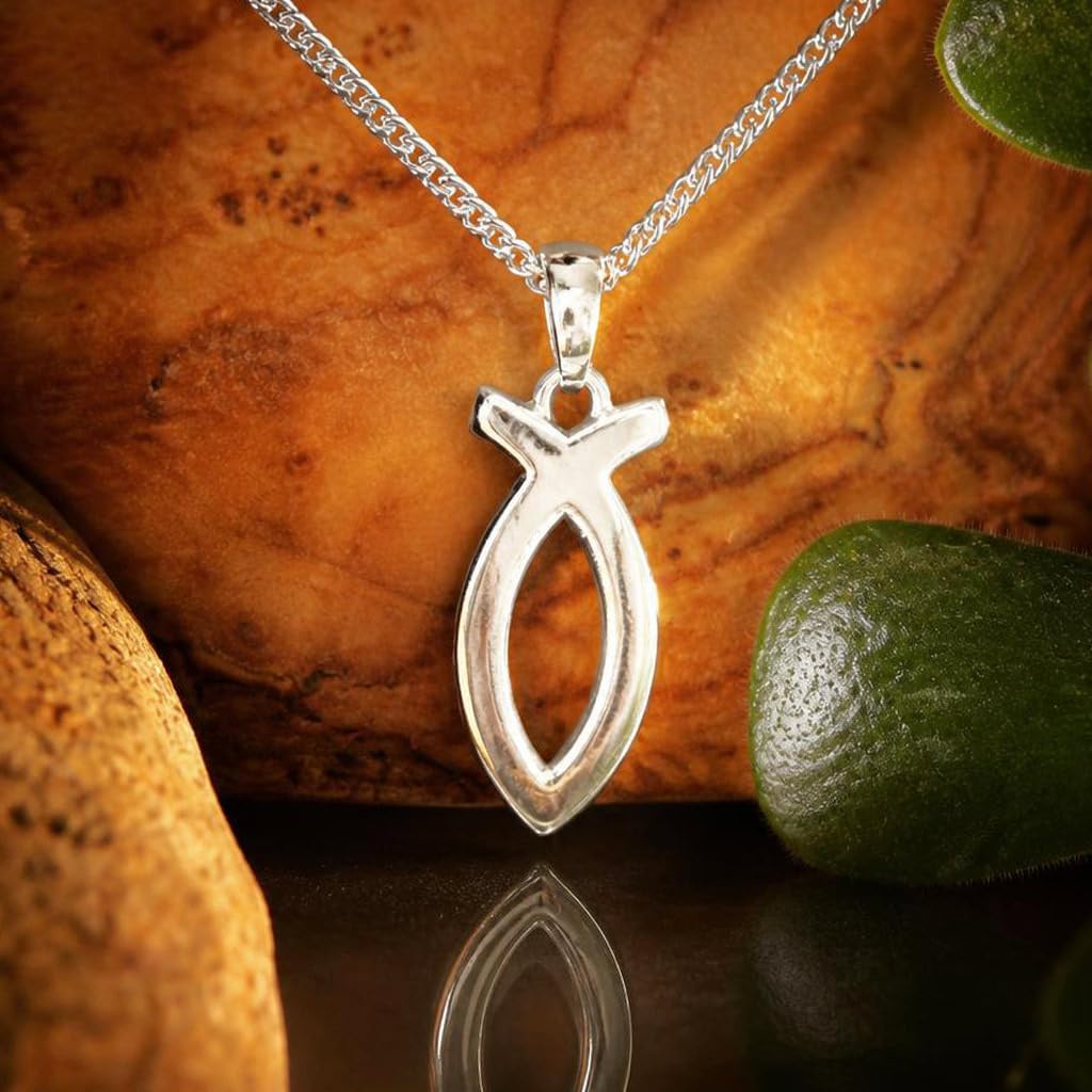 CLEVER SCHMUCK, set di gioielli composto da ciondolo a forma di pesce, 17 mm, e catenina da 42 cm, entrambi in argento Sterling