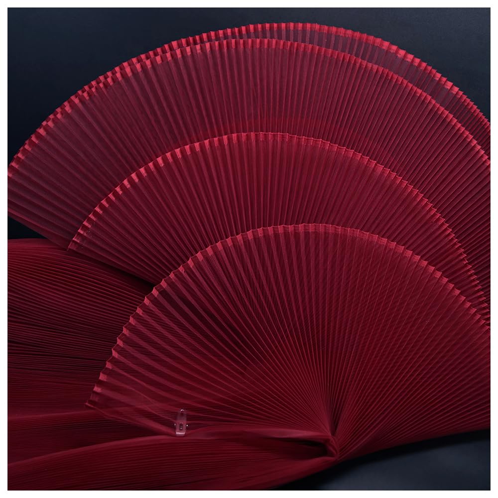 MFfly Organ Pleated Hard Mesh Fabric Plisse Fabric Accordion Crimping Wrinkle Modeling Decorative Designer Fabric M105F8 (Wine red, Stretch 2 Meter)
