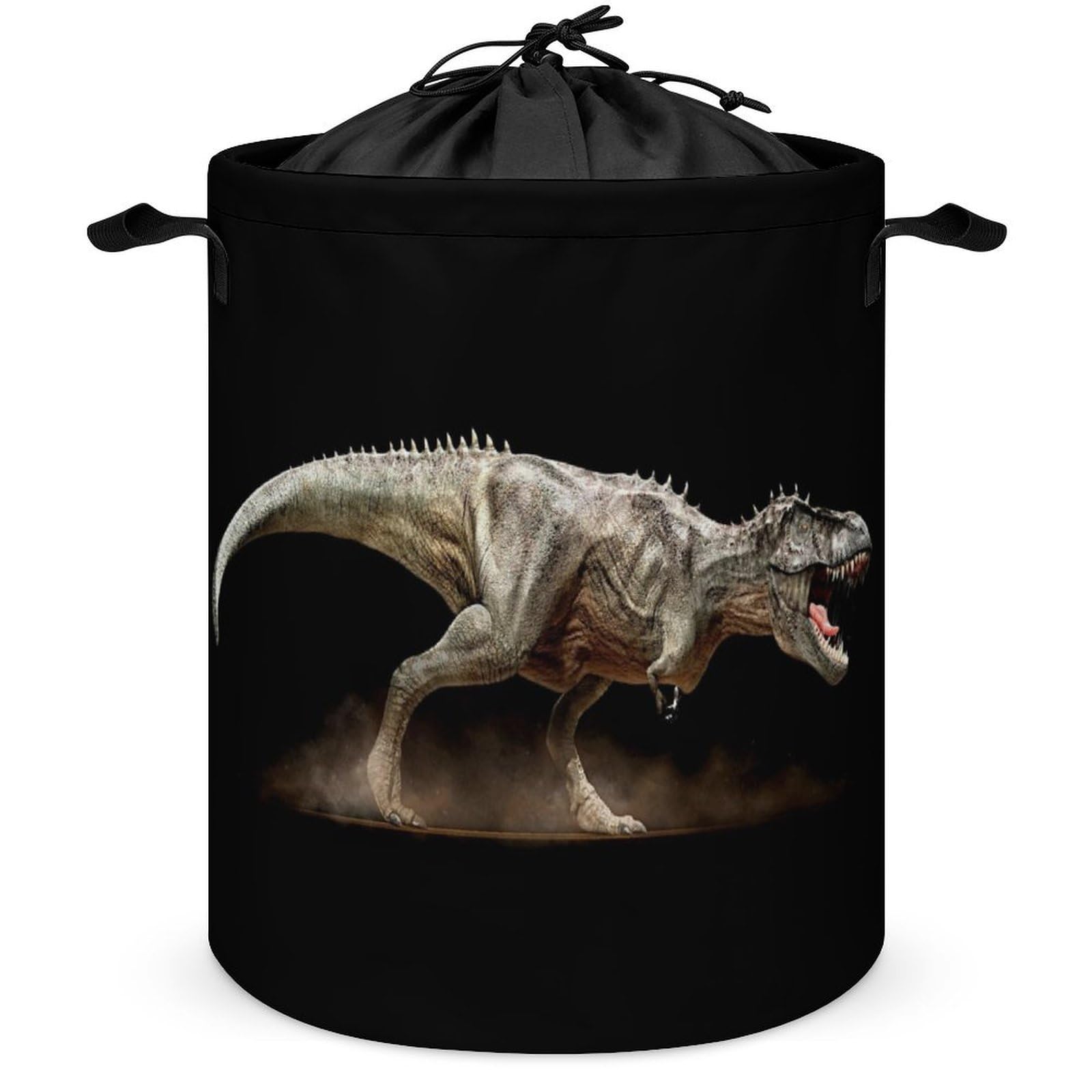Wlntrophic Drawstring Laundry Hamper, Dinosaur Rex Tyrannosaurus Laundry Basket, Washing Basket with Handle