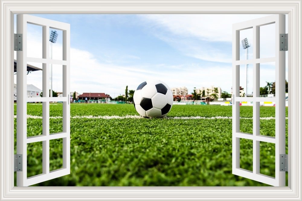 3D Vinyl Wall Decals Baby Boy World Cup Soccer Wall Sticker Football Field Removable Wallpaper Adhesive Peel and Stick for Kids Room Decor Art - 24"x36"