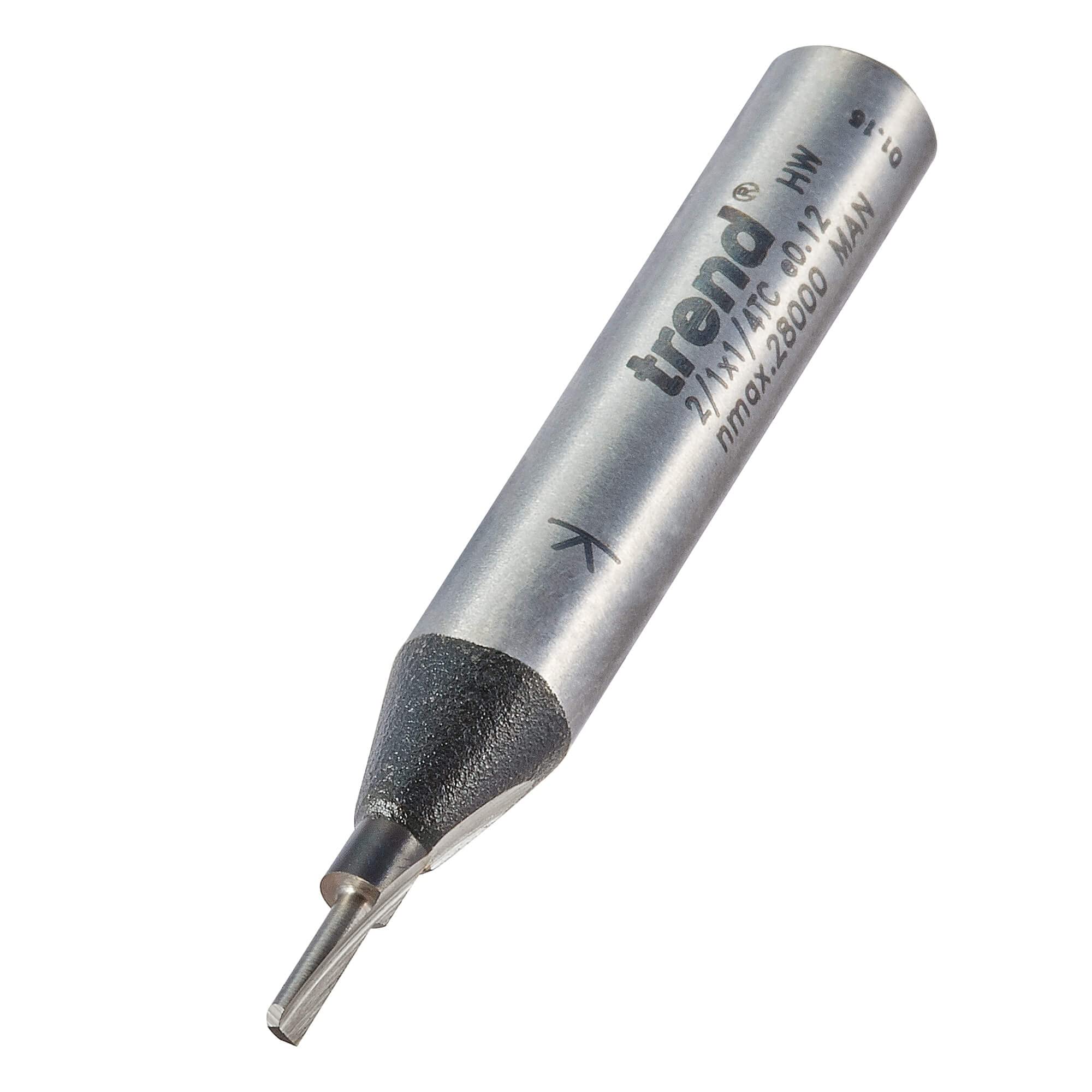 Trend Professional Single Flute Cutter, 1.6mm Diameter x 5mm Cut Length, 1/4 Inch Shank, Tungsten Carbide Tipped, 2/1X1/4TC