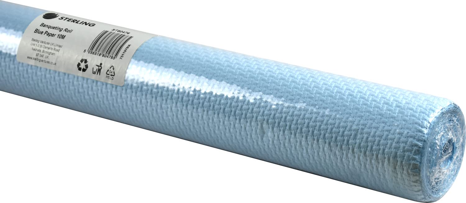 Sterling Ventures Table Cloth Colour Embossed Paper Banqueting Roll Table Cover (Light Blue)