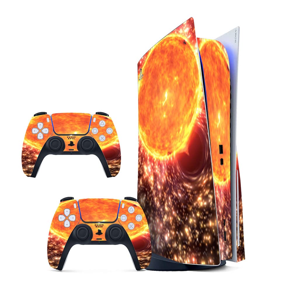 GADGETS WRAP Printed Vinyl Skin Sticker Decal for Sony PS5 PlayStation 5 Disc Edition Console & 2 Controller (Skin Only, Console & Controller not Included.) - Black Hole and Planet-picture-21