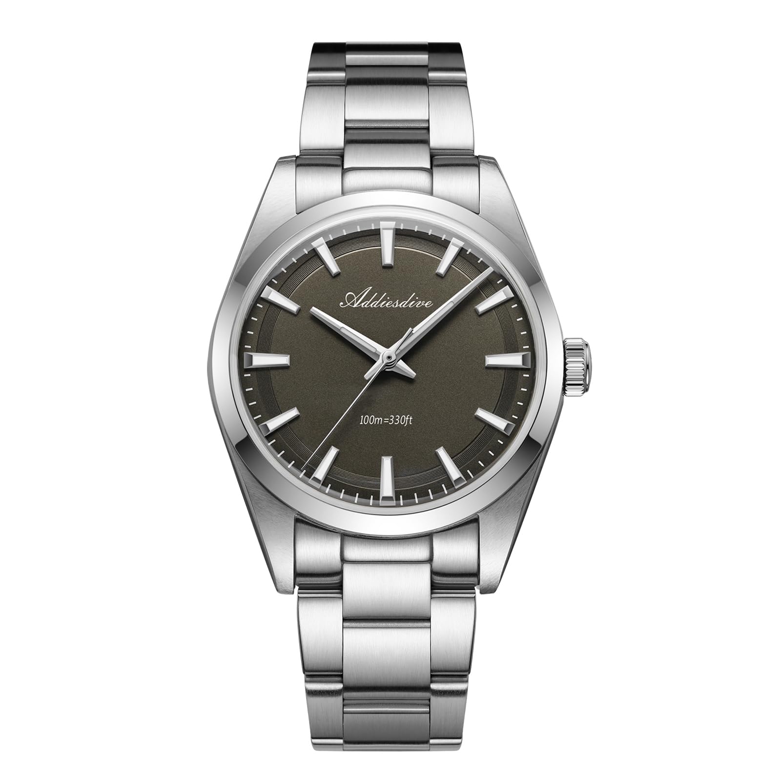 ADDIESDIVE 36 MM Dial Luxury Watches for Men 11 MM Thick VH31 Quartz Watch Waterproof 100 M Stainless Steel Space Gray