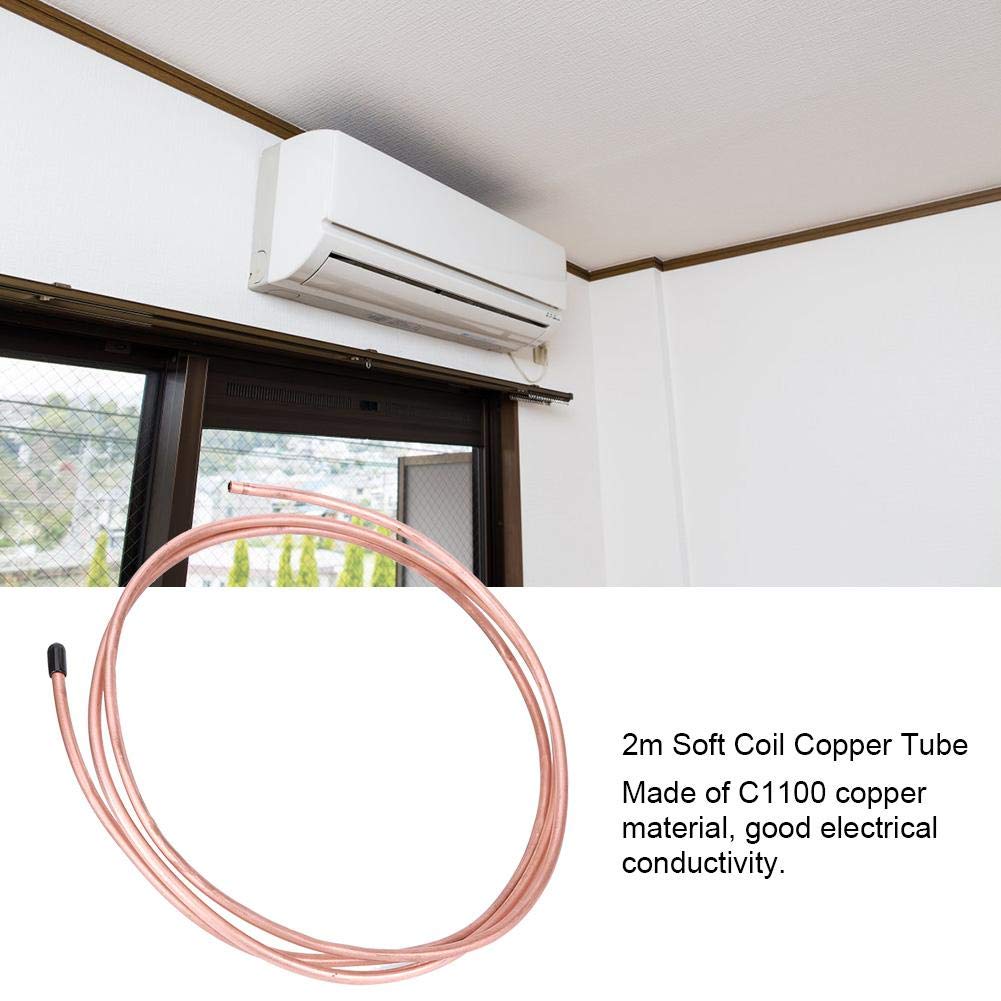 2 M Tube de cuivre souple Tuyau en cuivre Tubes à bobine souple OD 6 mm ID 4.8 mm C1100 T2 pour réfrigérateur de climatiseur