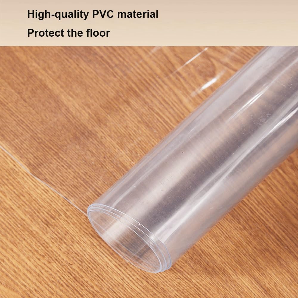 C Runde Bürostuhlmatte für harte Böden, 1,0 mm dick, rutschfester Schutz, leicht zu reinigen, transparente Abdeckung (Frosted 50 cm) – ideales Schreibtischzubehör