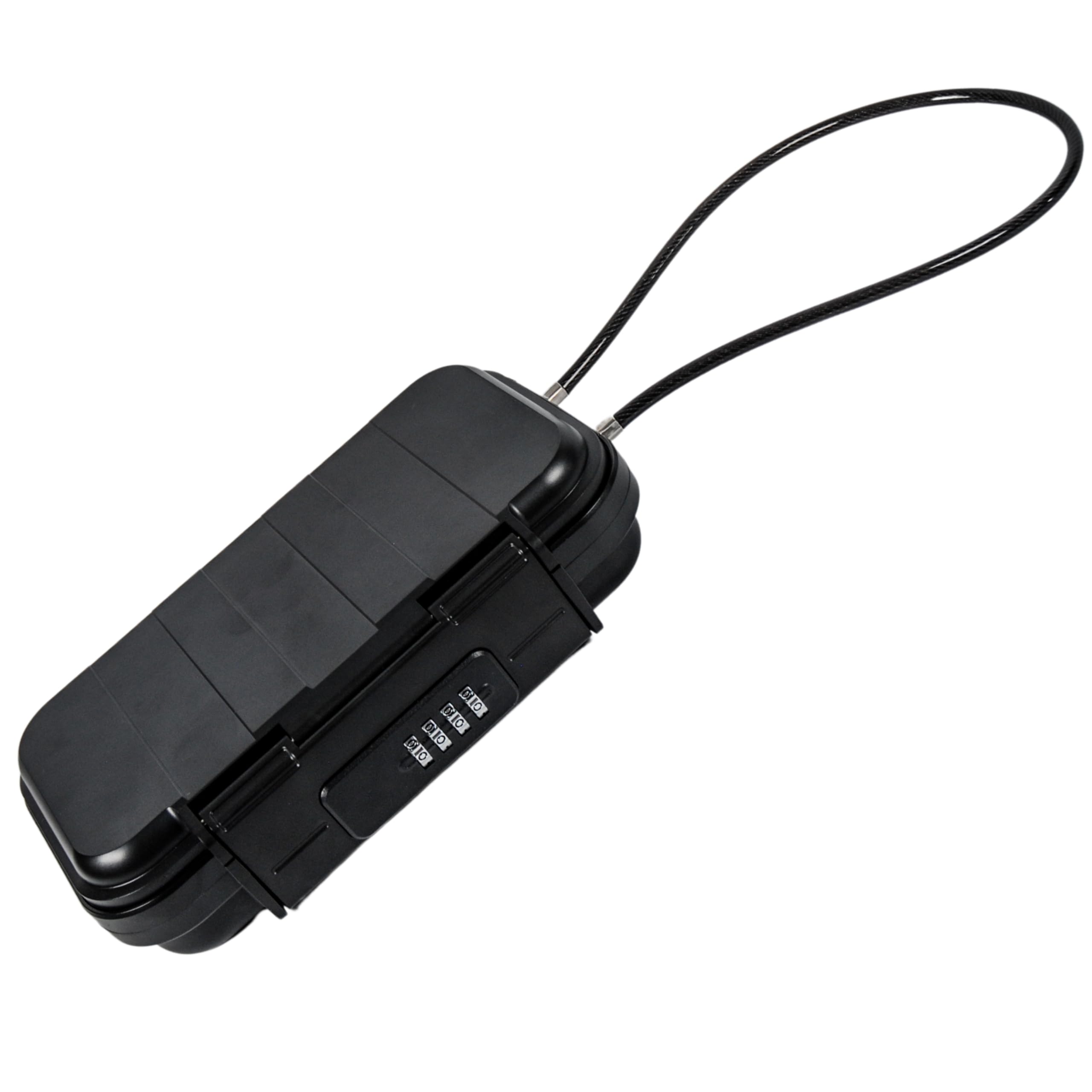 Cathedral Products Waterproof Portable Security Box with 4-Digit Combination Lock, Shockproof Anti-Theft Safe Box for Travel, Beach, or Home Use - Black