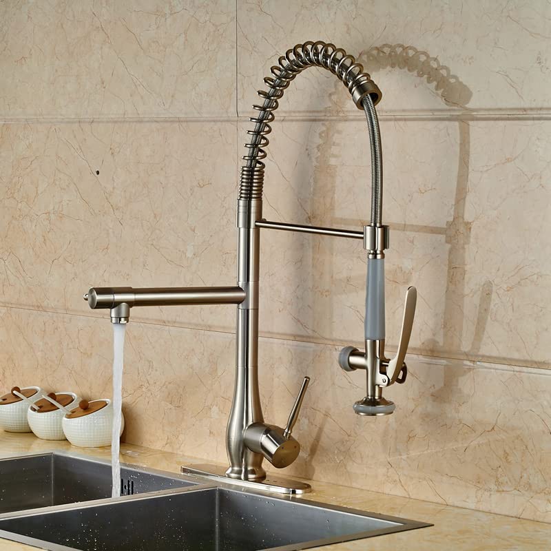 Mitigeur de cuisine noir double buse eau chaude froide