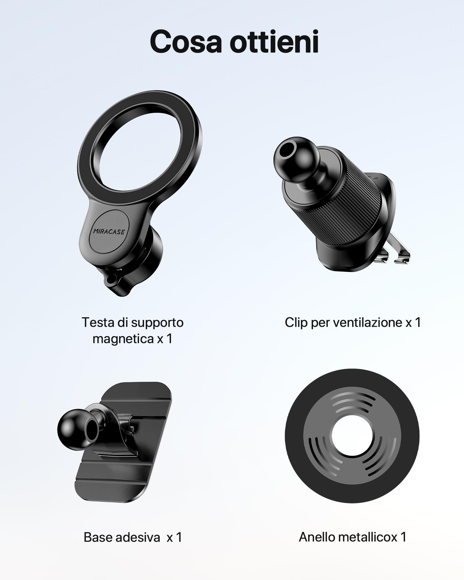 Miracase Porta Cellulare Auto con MagSafe【Potente Magnetico】Supproto Telefono Auto Magnetico【Gancio in Metallo】Porta Telefono Auto per Il Cruscotto & Presa d'Aria di Auto Compatibile con Smartphones