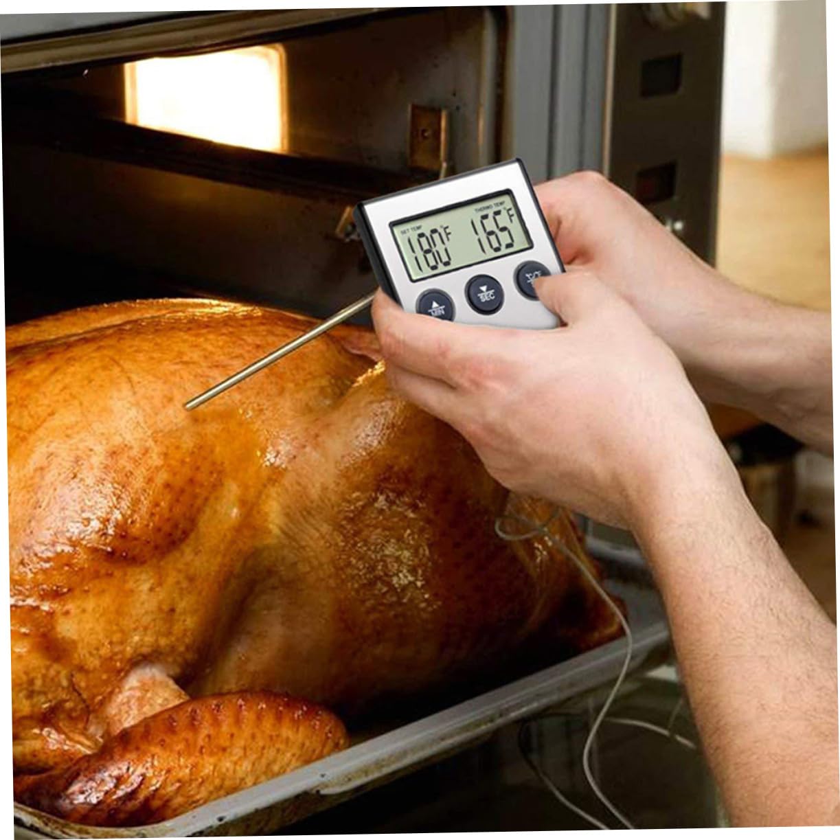 PRETYZOOM 3juegos Digital De Cocina De Inoxidable Para y Horno Lectura Rápida y Precisa Para Medir Temperatura Asados y Cocción Fácil De Usar y Leer